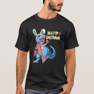 Camiseta Feliz Eastrawawr T Rex Dinosaur Bunny Easter Egg B