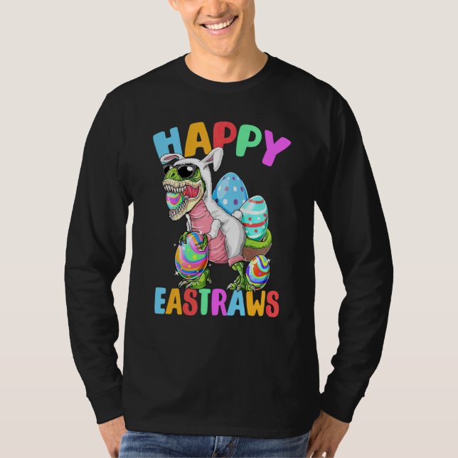 Camiseta Feliz Eastrawawr T Rex Dinosaur Easter Bunny Eg (Frente)