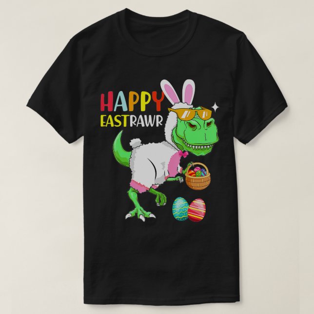 Camiseta Feliz Eastrawawr T Rex Dinosaur Easter Bunny Eg (Frente do Design)