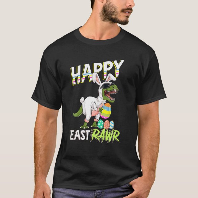 Camiseta Feliz Eastrawawr T Rex Dinosaur Easter Bunny Egg E (Frente)