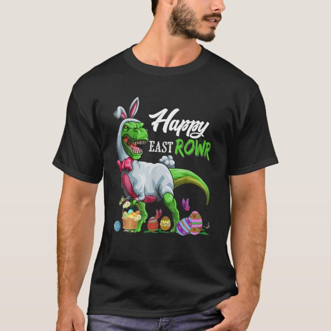 Camiseta Feliz Eastrawawr T Rex Dinosaur Easter Bunny Egg E (Frente)