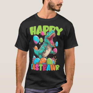 Camiseta Feliz Eastrawr Menino Toddler Kids T-rex Páscoa Di