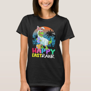 Camiseta Feliz Eastrawr Rex Dinosaur Páscoa Coelhinhos De O
