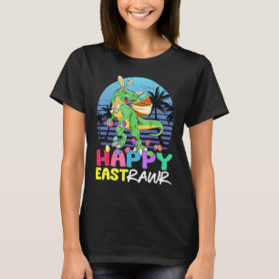 Camiseta Feliz Eastrawr Rex Dinosaur Páscoa Coelhinhos De O