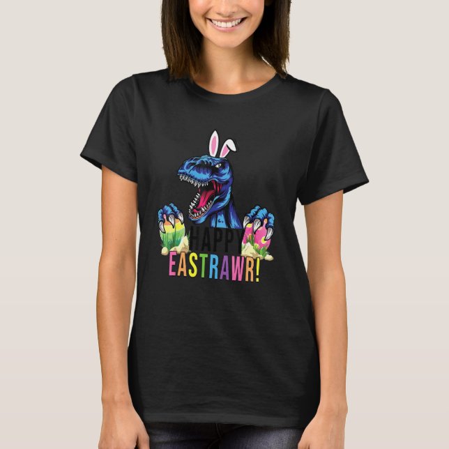 Camiseta Feliz Eastrawr Rex Dinosaur Páscoa Dia Coelhinho O (Frente)