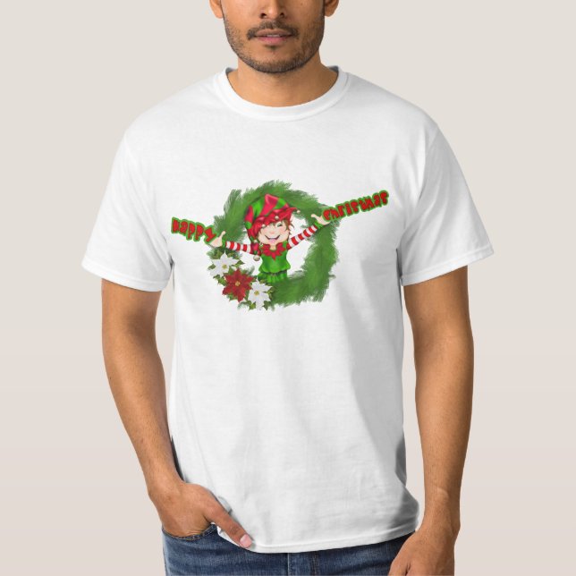 Camiseta Feliz Elf de Natal (Frente)