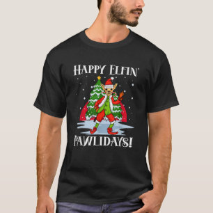 Camiseta Feliz Elfin Pawlidays Engraçado Natal Chihuahua El