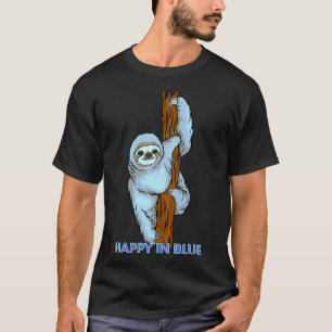 Camiseta Feliz Em Azul Penteado