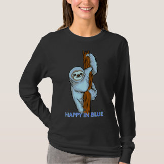 Camiseta Feliz Em Azul Penteado