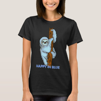 Camiseta Feliz Em Azul Penteado