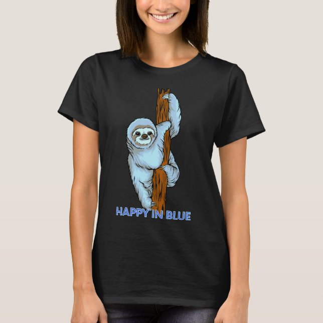 Camiseta Feliz Em Azul Penteado (Frente)