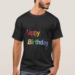Camiseta Feliz Em Letras Coloridas Com Confetti