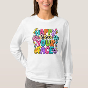 Camiseta Feliz em Ver o Seu Rosto Arte Sorriso Remendado