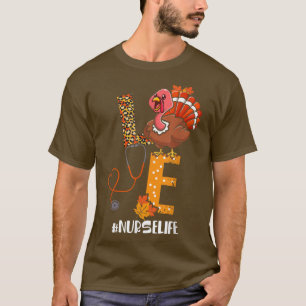 Camiseta Feliz Enfermeira de Ação de Graças Ama Roupa Turca