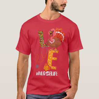 Camiseta Feliz Enfermeira de Ação de Graças Ama Roupa Turca