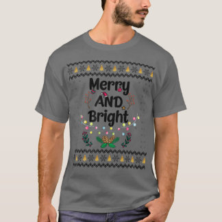 Camiseta Feliz Engraçada e Luzes de Natal Brilhantes
