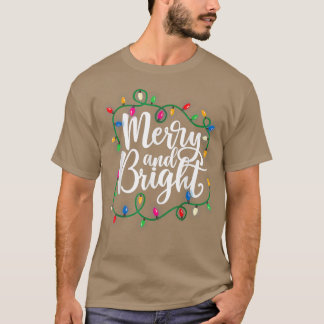 Camiseta Feliz Engraçada e Luzes de Natal Brilhantes