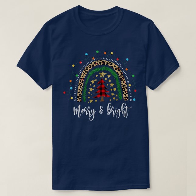 Camiseta Feliz engraçada e Natal brilhante Boho Arco-Íris L (Frente do Design)