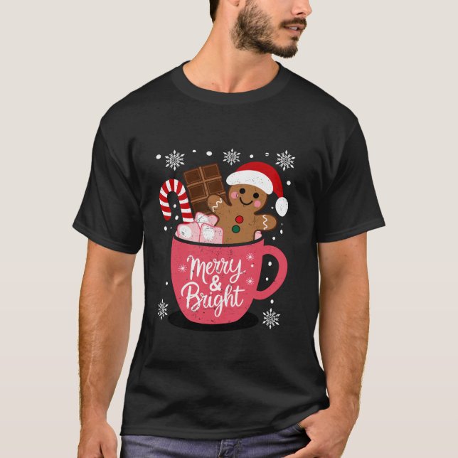 Camiseta Feliz Engraçada E Pão De Gengibre De Natal Brilhan (Frente)