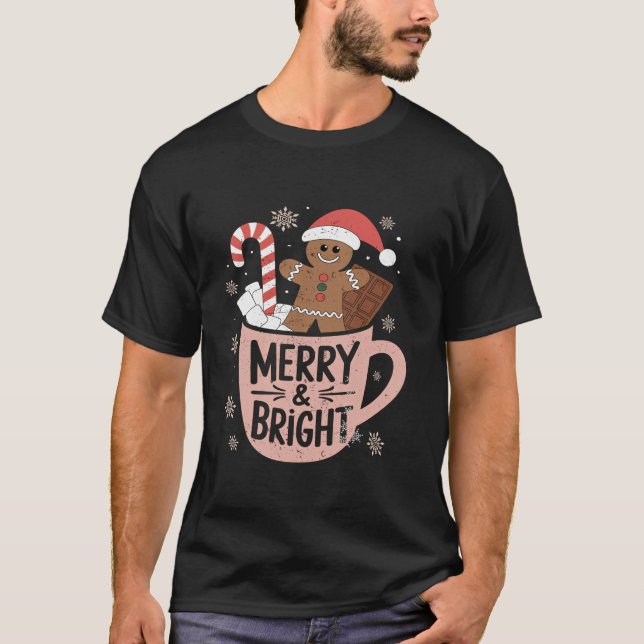 Camiseta Feliz Engraçada E Pão De Gengibre De Natal Brilhan (Frente)