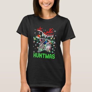 Camiseta Feliz Engraçada Huntmas Xmas Lighting Duck Hunting