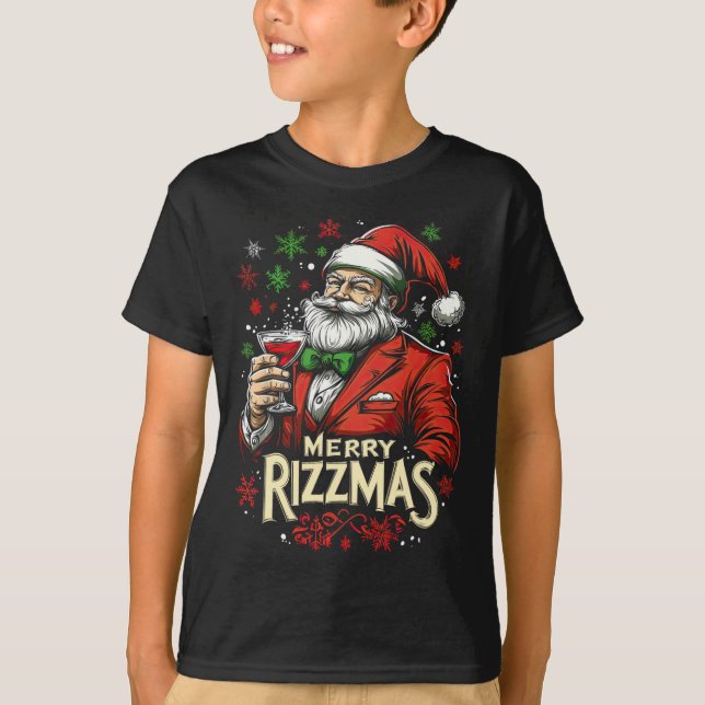 Camiseta Feliz engraçada Papais noeis de Rizzmas Natal (Frente)