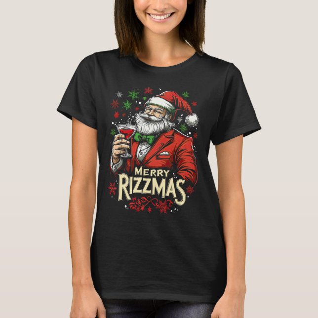 Camiseta Feliz engraçada Papais noeis de Rizzmas Natal (Frente)