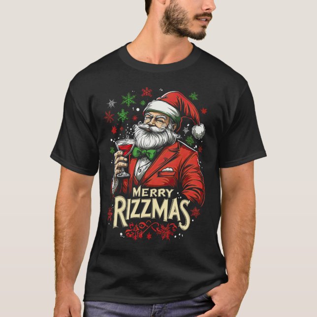 Camiseta Feliz engraçada Papais noeis de Rizzmas Natal (Frente)