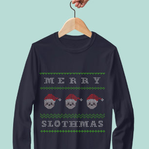 Camiseta Feliz Engraçada, Slothmas Fedorento, De Natal