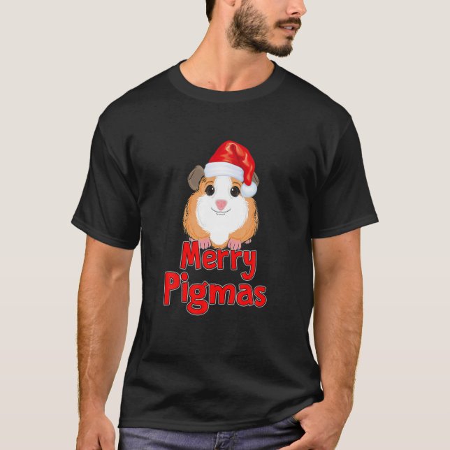 Camiseta Feliz Engraçada Xmas Para Gui-Pig Frio (Frente)