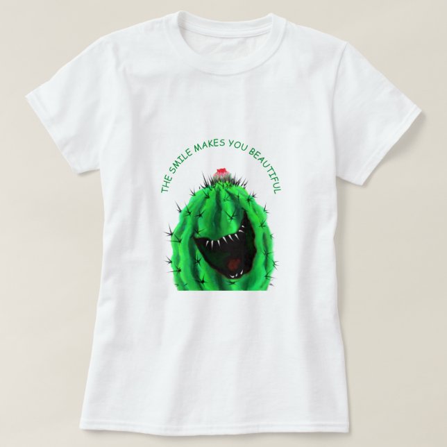 Camiseta Feliz Engraçado Cactus - Texto Personaliz (Frente do Design)