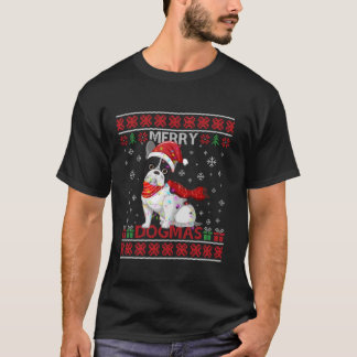 Camiseta Feliz Engraçado Dogmas francês Bull Cachorro Santa