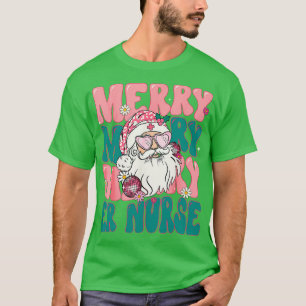 Camiseta Feliz ER Enfermeira Natal Retro Rosa ER Enfermeiro