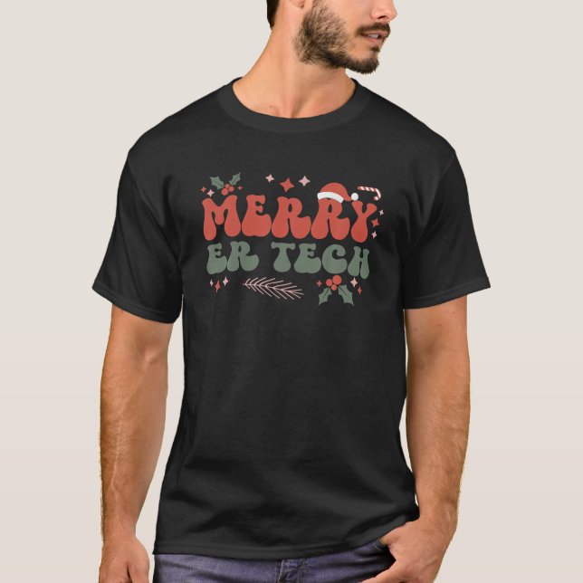Camiseta Feliz ER Tech Christmas Emergency Room Tech Xmas P (Frente)