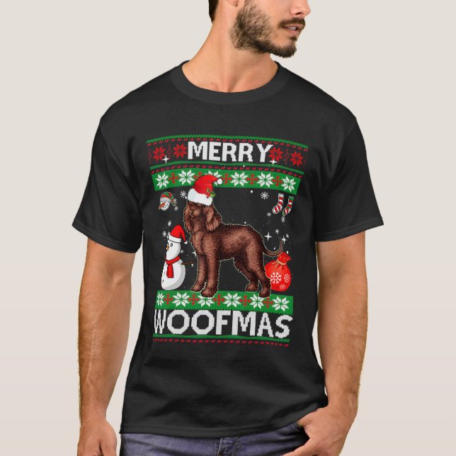 Camiseta Feliz Espanhola Irlandesa Woofmas Natal (Frente)