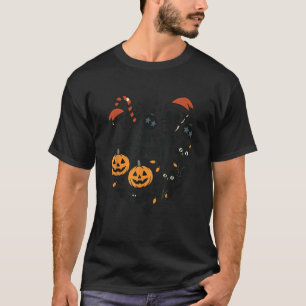 Camiseta Feliz Espantalho Natal de Halloween Gatinhos Abóbo