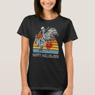 Camiseta Feliz Esqueleto De Halloween Riding Rex Kids Love 
