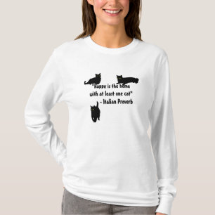 Camiseta "Feliz está a casa com pelo menos o um gato "