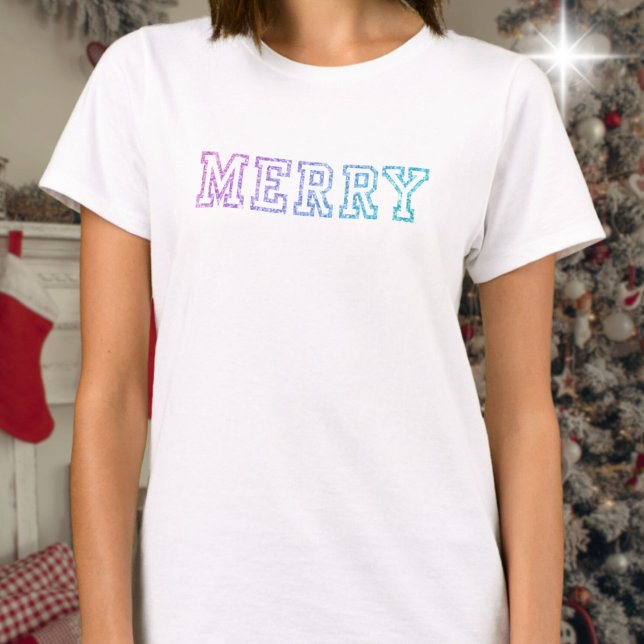 Camiseta Feliz - Estilo de colégio, cores unicórnicas (Criador carregado)