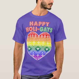 Camiseta Feliz estilo de Natal HoliGAYS LGBTQ+