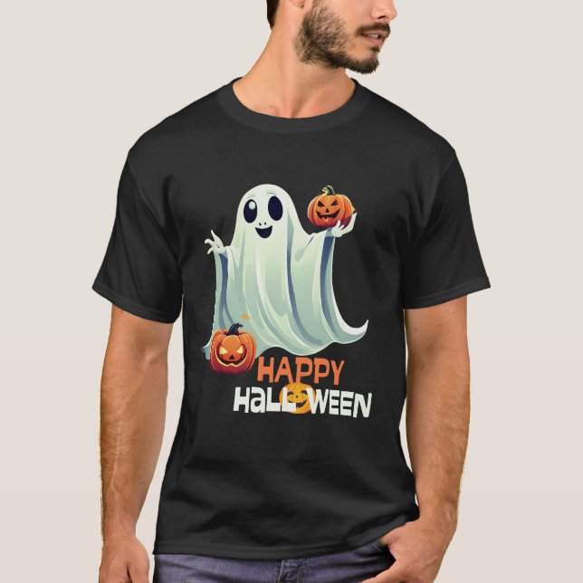 Camiseta Feliz Fantasma Feliz Halloween (Frente)