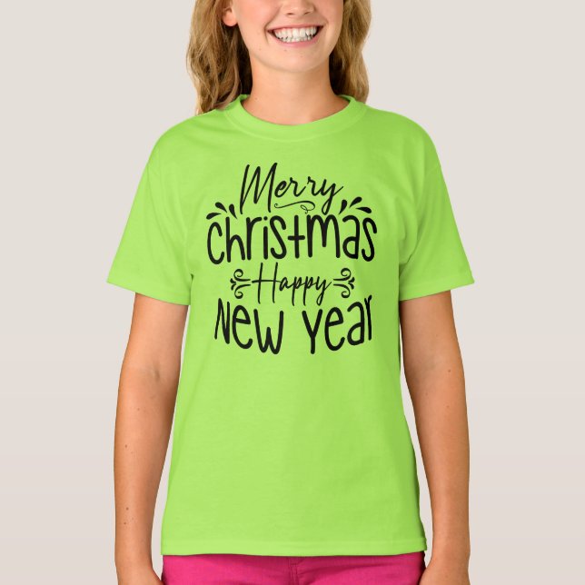 Camiseta Feliz Feliz ano novo de Natal (Frente)