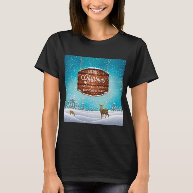 Camiseta Feliz Feliz ano novo de Natal (Frente)