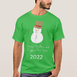 Camiseta Feliz Feliz ano novo de Natal 2022 Snowman Cinto H
