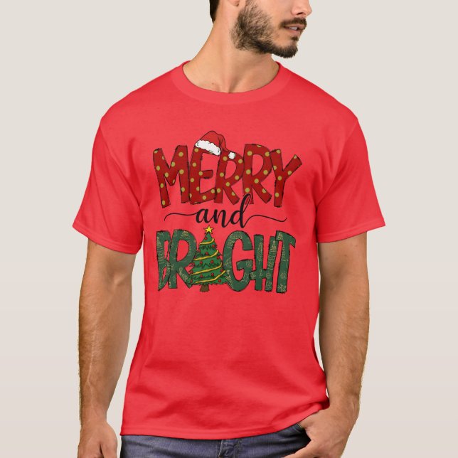 Camiseta Feliz Feliz de Natal e Bright Mulheres de Natal (Frente)