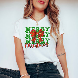 Camiseta Feliz Feliz Feliz Coquete de Natal