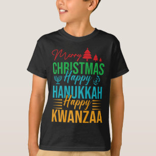 Camiseta Feliz Feliz Feliz Natal Feliz Hanukkah Hap