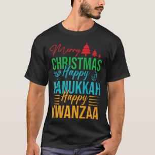 Camiseta Feliz Feliz Feliz Natal Feliz Hanukkah Hap