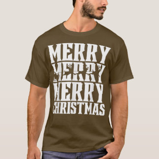 Camiseta Feliz Feliz Feliz Natal Santas Sleigh e voando