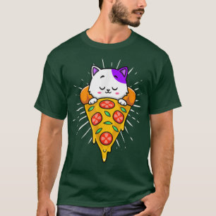 Camiseta Feliz Feliz Gato Come Pizza Kawaii Anime Japonês70